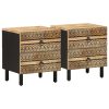 Comodini 2pz Neri 40x33,5x46 Cm Legno Massello Mango Grezzo