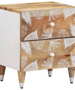 Comodino 40x33,5x46 Cm In Legno Massello Di Mango