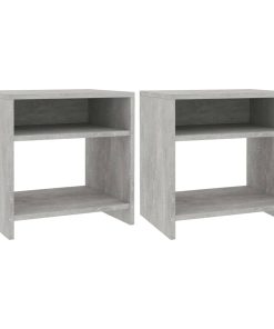 Comodini 2 Pz Grigio Cemento 40x30x40 Cm In Legno Multistrato