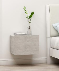 Comodini 2 Pz Grigio Cemento 40x30x30 Cm In Legno Multistrato