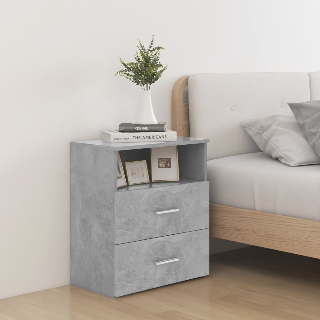 Comodini 2 Pz Grigio Cemento 50x32x60 cm