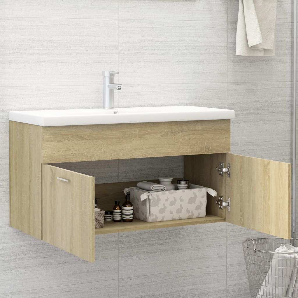 Mobile Sottolavabo Rovere Sonoma 90x38,5x46cm Legno Multistrato - Image 3