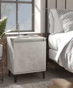 Comodini Con Gambe In Metallo Grigio Cemento 40x30x50 cm