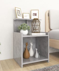 Comodini 2pz Grigio Cemento 40x35x60 Cm In Legno Multistrato