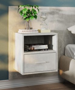Comodino A Muro Grigio Cemento