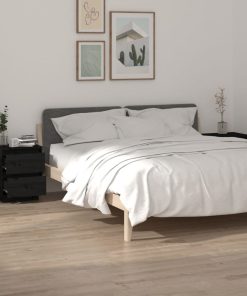 Comodini 2 Pz Neri 40x35x50 Cm In Legno Massello Di Pino