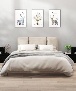 Comodini Neri 2 Pz 60x34x51 Cm In Legno Massello Di Pino