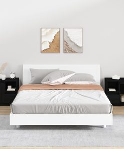 Comodini 2 Pz Neri 50x34x50 Cm In Legno Massello Di Pino