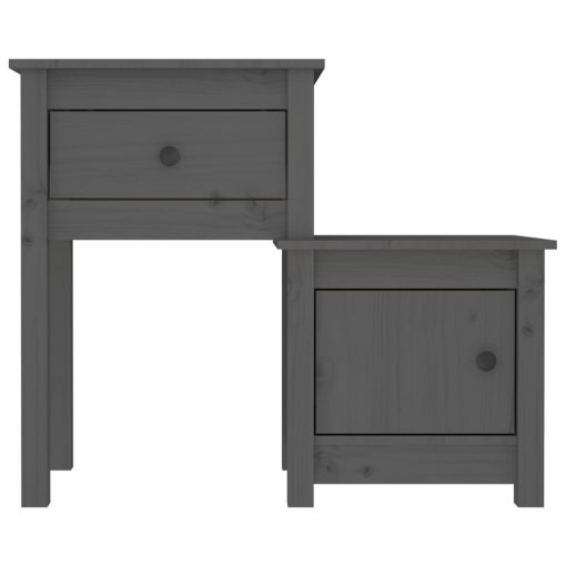 Comodini 2 Pz Grigi 79,5x38x65,5 Cm In Legno Massello Di Pino - Image 5