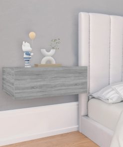 Comodini Pensili Grigio Sonoma 2pz 40x30x15cm Legno Multistrato