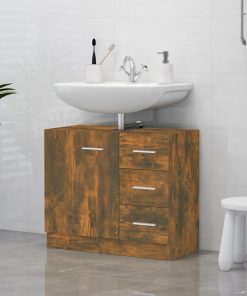 Mobile Lavabo Rovere Fumo 63x30x54 Cm In Legno Multistrato