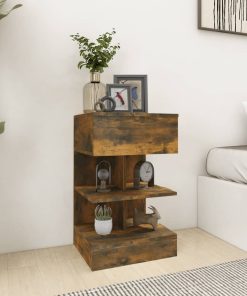 Comodini 2 Pz Rovere Fumo 40x35x65 Cm In Legno Multistrato