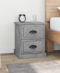 Comodini 2 Pz Grigio Cemento 39x39x47,5 Cm In Legno Multistrato