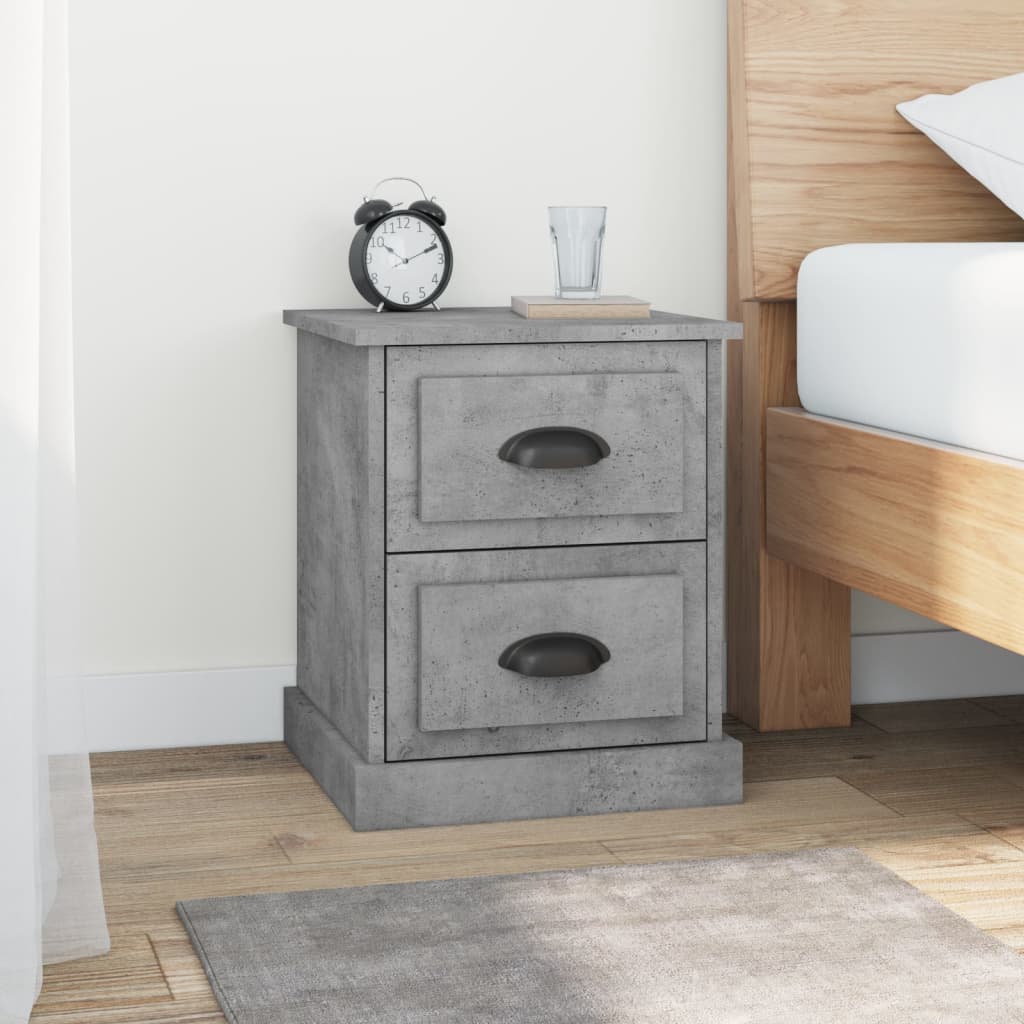 Comodini 2 Pz Grigio Cemento 39x39x47,5 Cm In Legno Multistrato