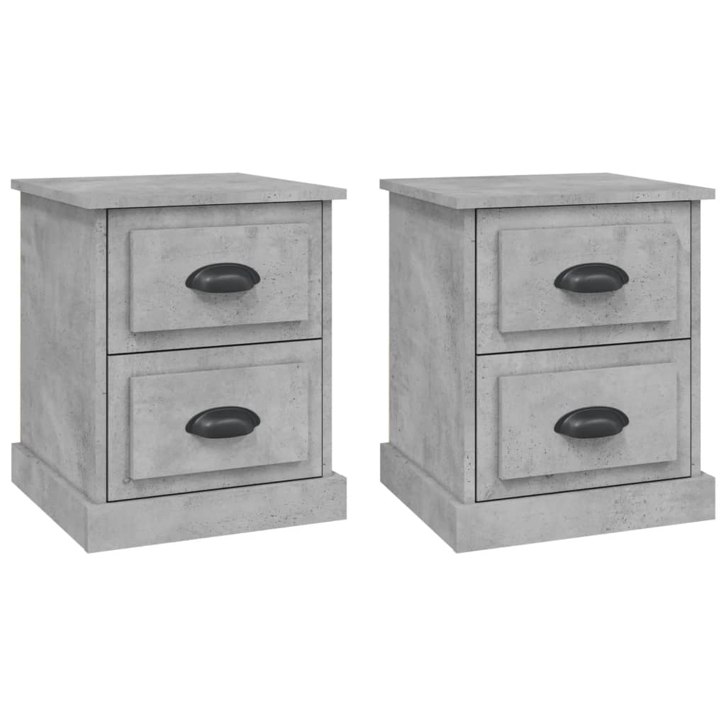 Comodini 2 Pz Grigio Cemento 39x39x47,5 Cm In Legno Multistrato - Image 2