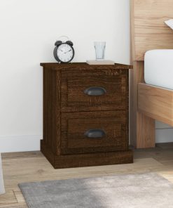 Comodini 2 Pz Rovere Marrone 39x39x47,5 Cm In Legno Multistrato