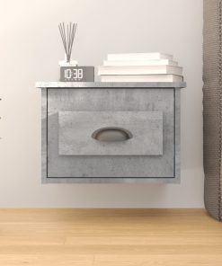 Comodino A Parete Grigio Cemento 41,5x36x28 cm