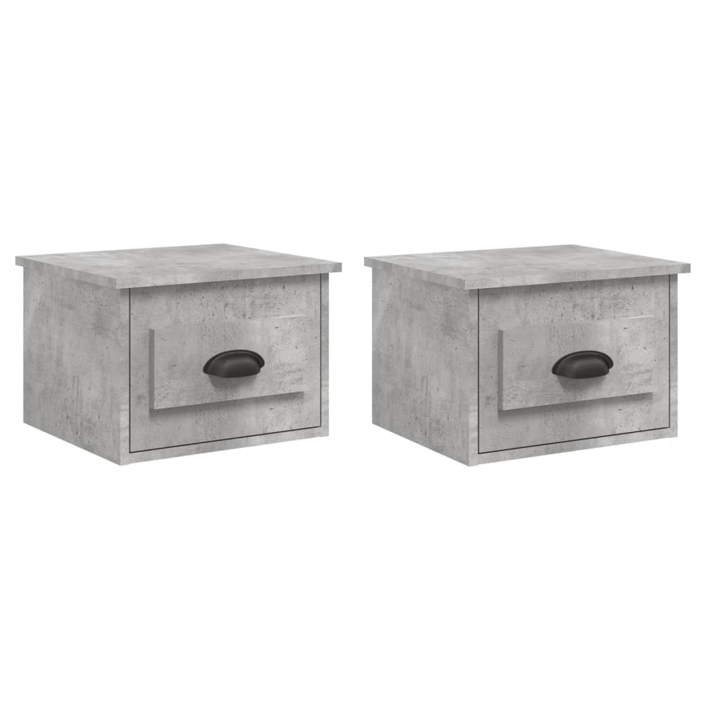 Comodini A Parete 2 Pz Grigio Cemento 41,5x36x28 cm - Image 2