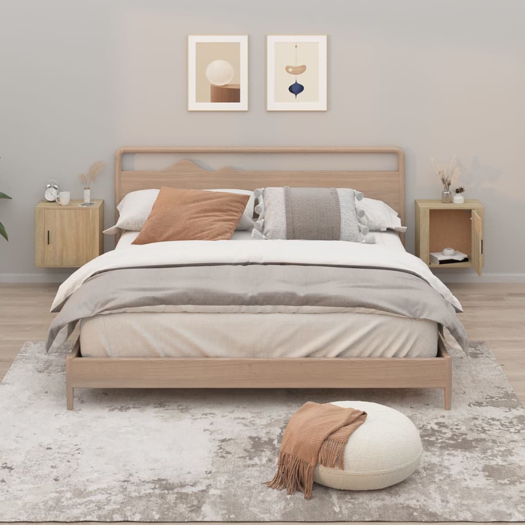 Comodini A Muro 2 Pz Rovere Sonoma 50x30x47 cm
