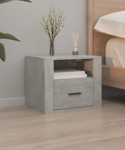 Comodino A Muro Grigio Cemento 50x36x40 cm