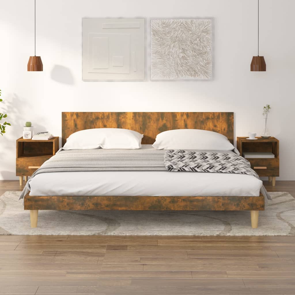 Comodini 2 Pz Rovere Fumo 40x35x47 cm