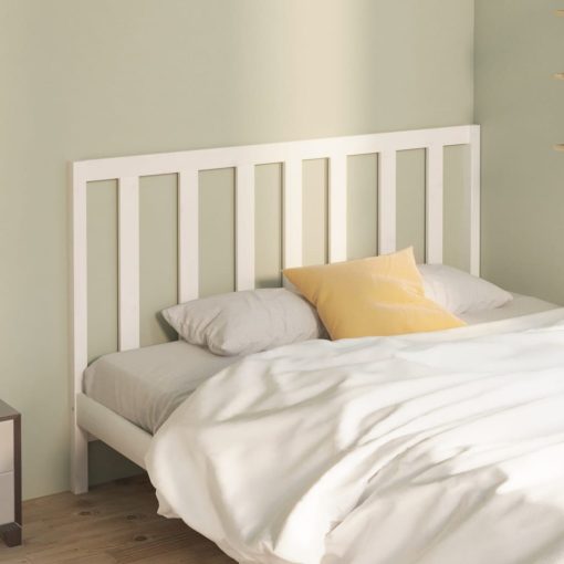 Testiera Per Letto Bianca 126x4x100cm In Legno Massello Di Pino