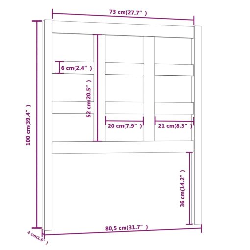 Testiera Per Letto Bianca 80,5x4x100 Cm Legno Massello Di Pino - Image 6