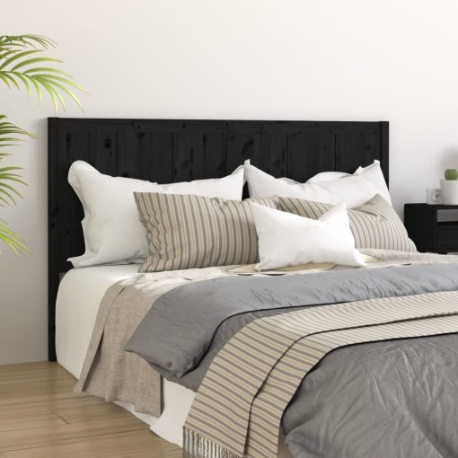 Testiera Per Letto Nera 125,5x4x100cm In Legno Massello Di Pino