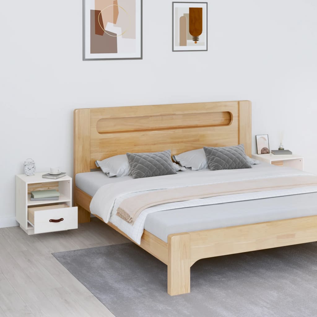 Comodini Bianco 2 Pz 40x34x45 Cm In Legno Massello Di Pino - Image 3
