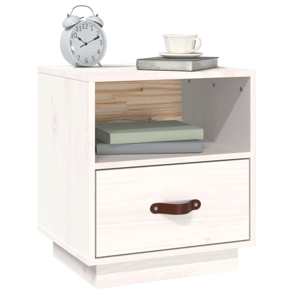 Comodini Bianco 2 Pz 40x34x45 Cm In Legno Massello Di Pino - Image 4