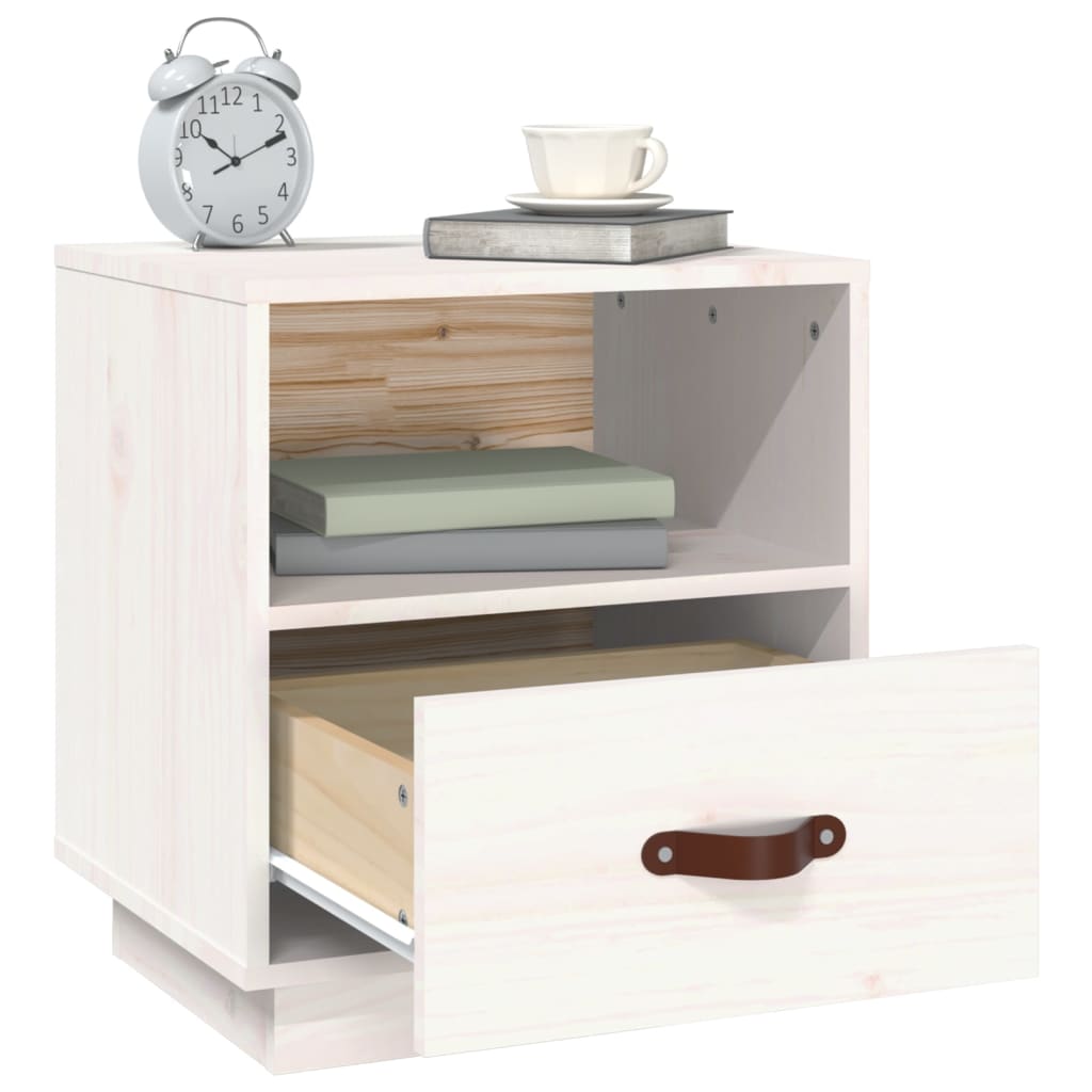 Comodini Bianco 2 Pz 40x34x45 Cm In Legno Massello Di Pino - Image 5