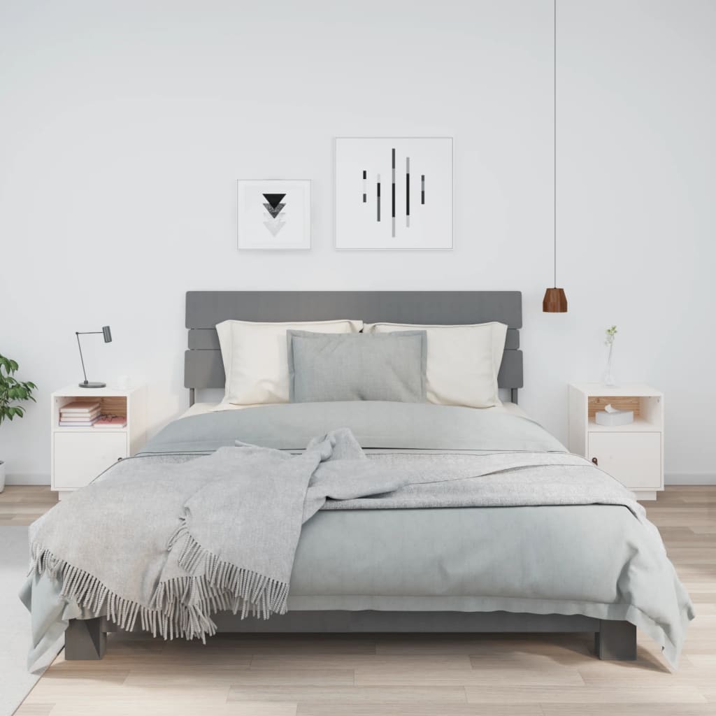 Comodini Bianchi 2 Pz 40x34x55 Cm In Legno Massello Di Pino
