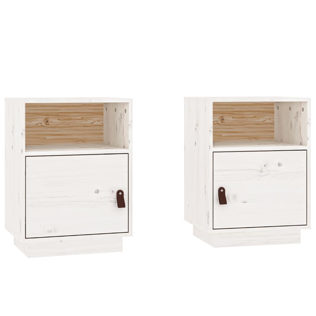 Comodini Bianchi 2 Pz 40x34x55 Cm In Legno Massello Di Pino - Image 2