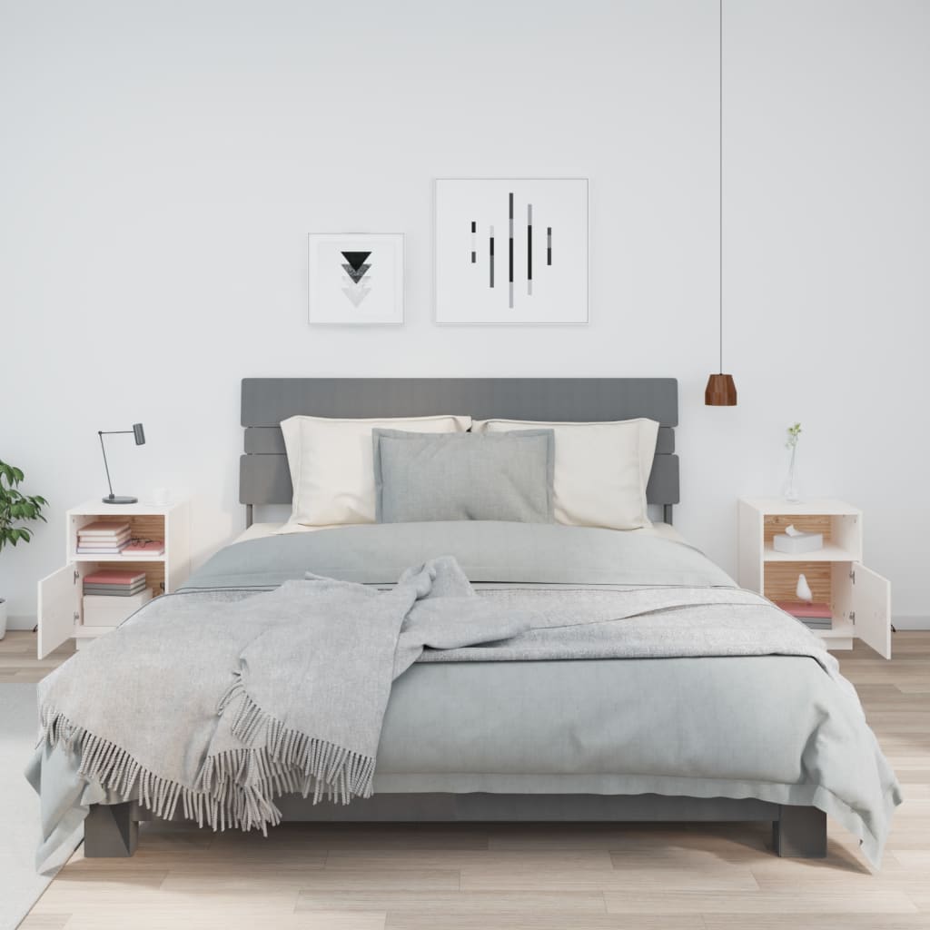 Comodini Bianchi 2 Pz 40x34x55 Cm In Legno Massello Di Pino - Image 3
