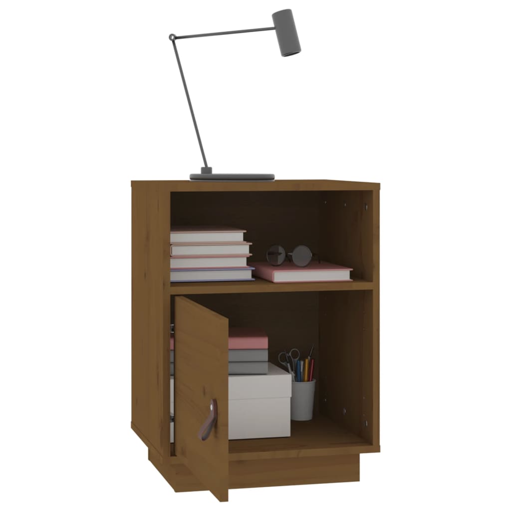 Comodino Marrone Ambrato 40x34x55 Cm In Legno Massello Di Pino - Image 5