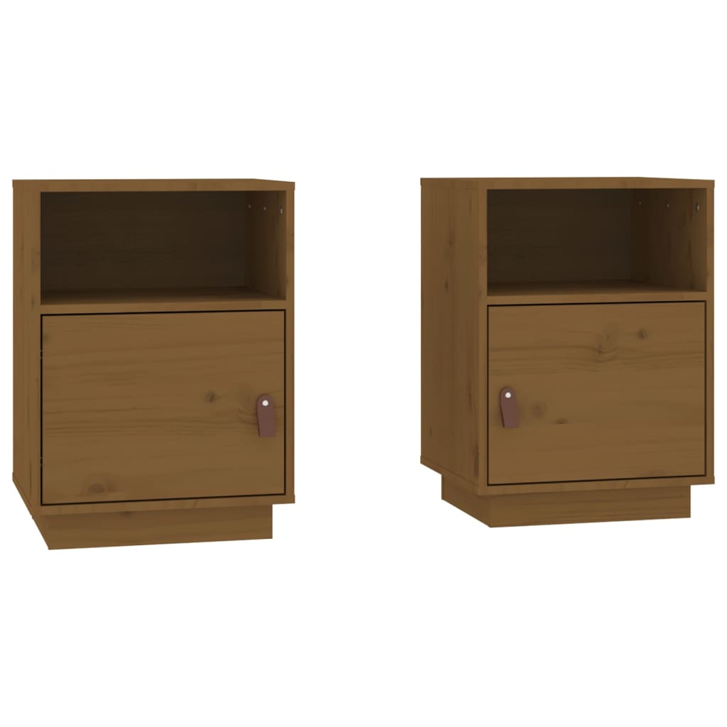 Comodini Ambrati 2 Pz 40x34x55 Cm In Legno Massello Di Pino - Image 2
