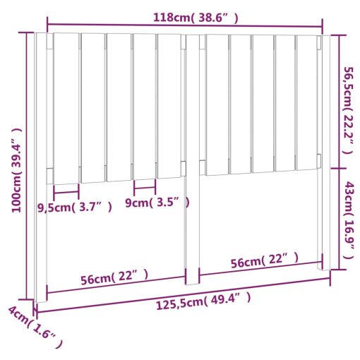 Testiera Per Letto 125,5x4x100 Cm In Legno Massello Di Pino - Image 6
