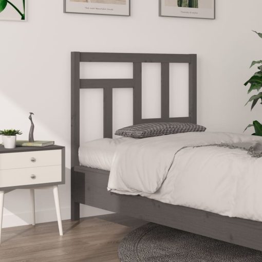 Testiera Per Letto Grigia 95,5x4x100 Cm Legno Massello Di Pino