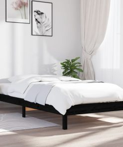 Giroletto Nero 90x200 Cm In Legno Massello Di Pino