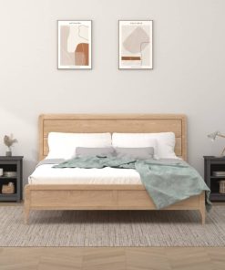 Comodini 2 Pz Grigi 40x35x55 Cm In Legno Massello Di Pino