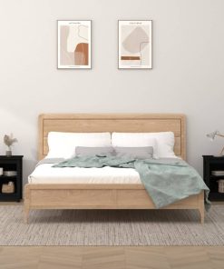 Comodini 2 Pz Neri 40x35x55 Cm In Legno Massello Di Pino