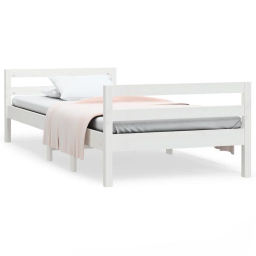 Letto Senza Materasso Bianco 90x190 Cm In Legno Massello Pino - Image 2