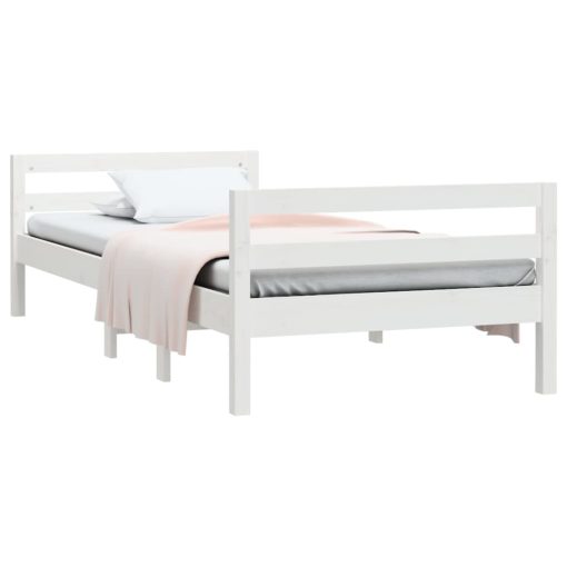 Letto Senza Materasso Bianco 90x190 Cm In Legno Massello Pino - Image 3