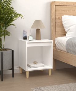 Comodino Bianco 40x35x50 Cm In Legno Multistrato