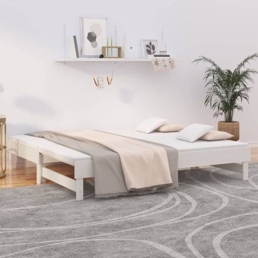 Dormeuse Estraibile Bianca 2x(75x190) Cm Legno Massello Di Pino