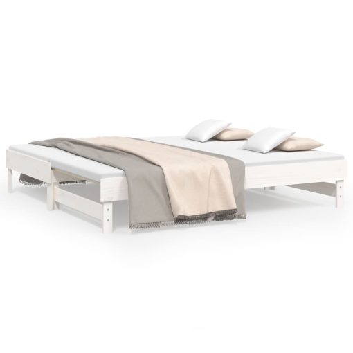Dormeuse Estraibile Bianca 2x(75x190) Cm Legno Massello Di Pino - Image 2