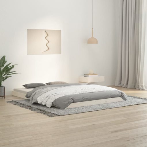 Letto Senza Materasso Bianco 135x190 Cm Legno Massello Di Pino