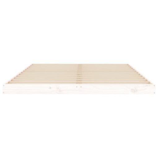 Letto Senza Materasso Bianco 135x190 Cm Legno Massello Di Pino - Image 5