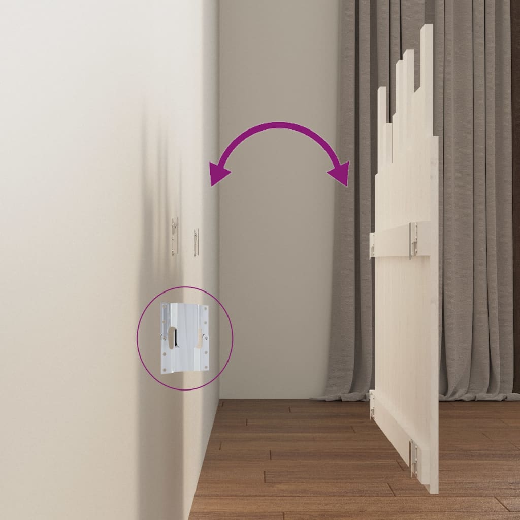 Testiera Da Parete Bianca 95,5x3x80cm In Legno Massello Di Pino - Image 6