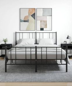 Comodini 2 Pz Neri 40x41x50 Cm In Legno Multistrato